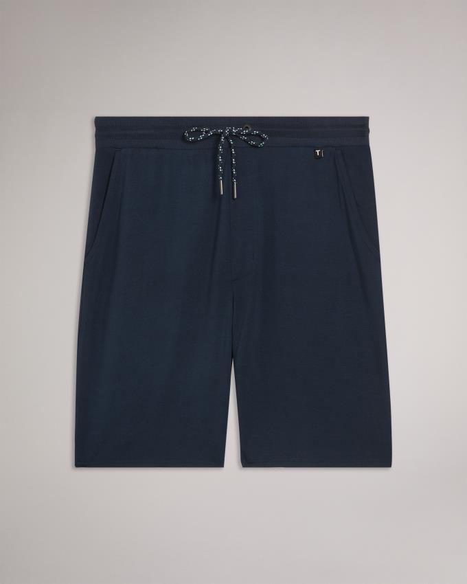 Short Ted Baker Solid Cotton Bleu Marine Homme | ZBM-76296331